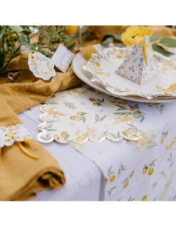 Chemin De Table Mimosa Citrons En Tissu -Déco Festive Soldes chemin de table mimosa citrons en tissu 2