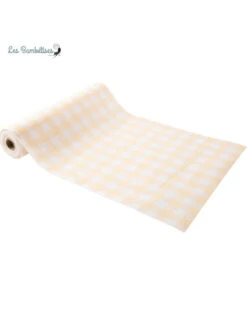 Chemin De Table Vichy Jaune Lin 28cmx5m