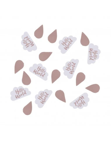 Confettis De Table Nuages Ecriture "Hello World", Gouttes Rose Gold 2 Confettis De Table Nuages Ecriture "Hello World", Gouttes Rose Gold – Image 2