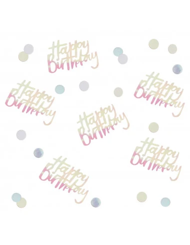 Confettis Happy Birthday Irisés, Pastels, Irisés Argent 2 Confettis Happy Birthday Irisés, Pastels, Irisés Argent – Image 2