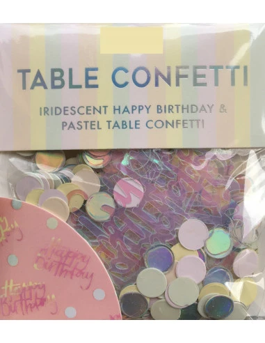 Confettis Happy Birthday Irisés, Pastels, Irisés Argent 3 Confettis Happy Birthday Irisés, Pastels, Irisés Argent – Image 3