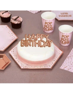 Décoration Gateau Happy Birthday Imprimé Rose Gold