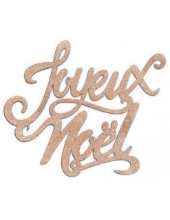 Décoration Joyeux Noel En Bois Paillettes Rose Gold