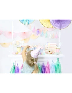 Guirlande 12 Pompons Pastels Irisés 7 Guirlande 12 Pompons Pastels Irisés -Déco Festive Soldes guirlande 12 pompons pastels irises 2