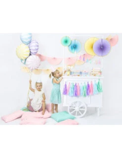 Guirlande 12 Pompons Pastels Irisés 8 Guirlande 12 Pompons Pastels Irisés -Déco Festive Soldes guirlande 12 pompons pastels irises 3