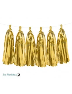 Guirlande 12 Pompons Tassels Dorés