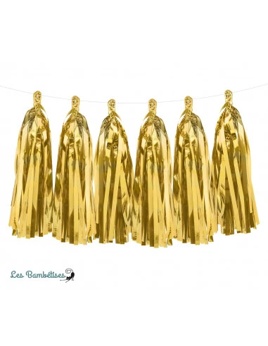 Guirlande 12 Pompons Tassels Dorés 1 Guirlande 12 Pompons Tassels Dorés