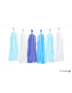 Guirlande 12 Tassels Coloris Bleu Et Blanc -Déco Festive Soldes guirlande 12 tassels coloris bleu et blanc 2