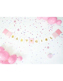 Guirlande Baby Girl Rose Et Or Avec Fanions -Déco Festive Soldes guirlande baby girl rose et or avec fanions 2