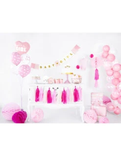 Guirlande Baby Girl Rose Et Or Avec Fanions -Déco Festive Soldes guirlande baby girl rose et or avec fanions 4