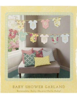 Guirlande Baby Shower Bodys Fleurs Vintage -Déco Festive Soldes guirlande baby shower fleurs vintage 2