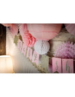 Guirlande Baby Shower Rose Avec Paillettes Métalliques -Déco Festive Soldes guirlande baby shower rose avec paillettes metalliques 2