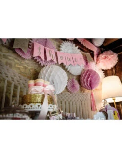 Guirlande Baby Shower Rose Avec Paillettes Métalliques -Déco Festive Soldes guirlande baby shower rose avec paillettes metalliques 3