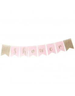 Guirlande Baby Shower Rose Avec Paillettes Métalliques -Déco Festive Soldes guirlande baby shower rose avec paillettes metalliques 5