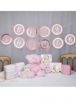 Guirlande Baby Shower Rose Et Dorée