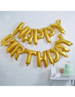 Guirlande Ballon Happy Birthday Doré
