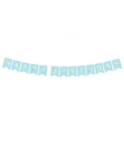 Guirlande Bleu Ciel Happy Birthday Doré -Déco Festive Soldes guirlande bleu ciel happy birthday dore 2