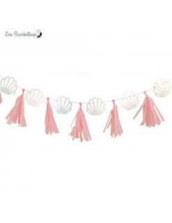 Guirlande Coquillages Irisés Et Tassel Rose -Déco Festive Soldes guirlande coquillages irises et tassel rose 2