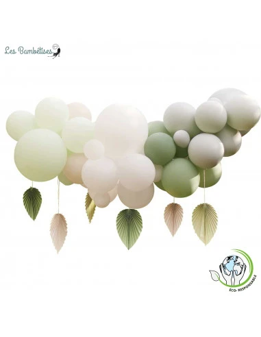 Guirlande De Ballons Vert Eucalyptus & Feuilles 1 Guirlande De Ballons Vert Eucalyptus & Feuilles
