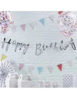 Guirlande Décorative Argent Ecriture "Happy Birthday" -Déco Festive Soldes guirlande decorative argent ecriture happy birthday 3