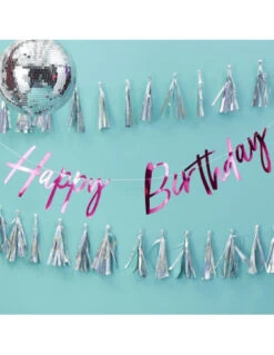 Guirlande "Happy Birthday" Ecriture Fuchsia