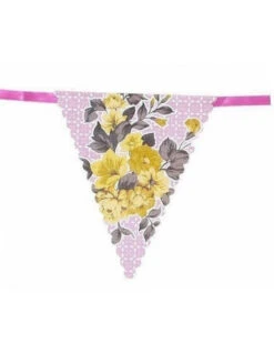 Guirlande Fanions Fleurs Multicolores -Déco Festive Soldes guirlande fanions triangles liberty bordure doree 8