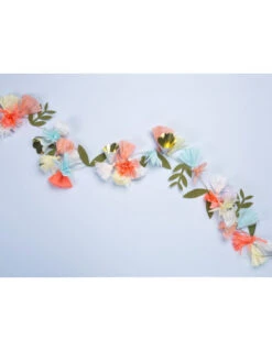 Guirlande Fleurs En Papier Pastel, Orange Fluo Et Doré Meri Meri