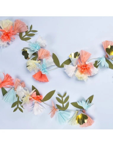 Guirlande Fleurs En Papier Pastel, Orange Fluo Et Doré Meri Meri 5 Guirlande Fleurs En Papier Pastel, Orange Fluo Et Doré Meri Meri – Image 5
