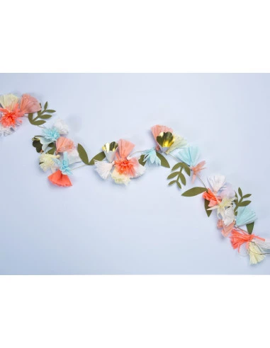 Guirlande Fleurs En Papier Pastel, Orange Fluo Et Doré Meri Meri 1 Guirlande Fleurs En Papier Pastel, Orange Fluo Et Doré Meri Meri
