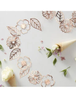 Guirlande Fleurs Et Feuilles Rose Gold