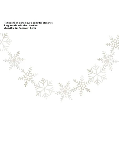 Guirlande Flocons De Neige Blancs Irisés 2 Guirlande Flocons De Neige Blancs Irisés – Image 2