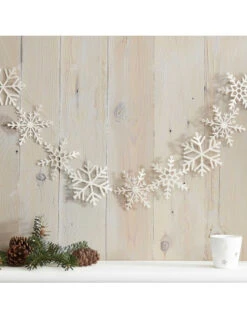 Guirlande Flocons De Neige Blancs Irisés