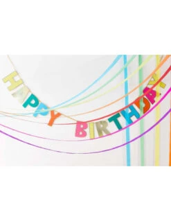 Guirlande Happy Birthday Multicolore Bordure Dorée