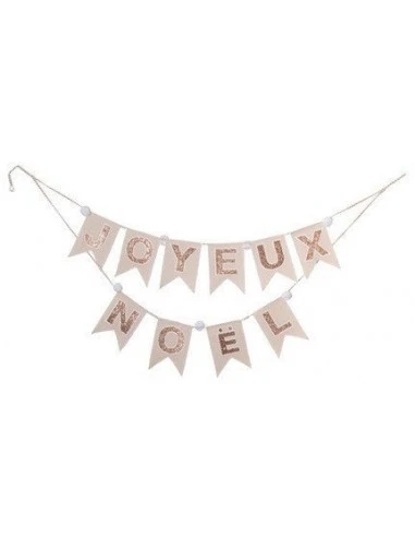 Guirlande Joyeux Noel Lin Et Paillettes Cuivre 2 Guirlande Joyeux Noel Lin Et Paillettes Cuivre – Image 2