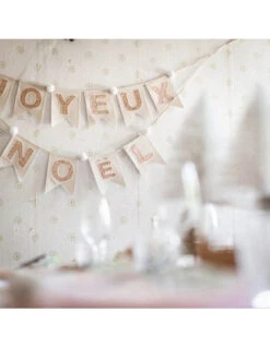 Guirlande Joyeux Noel Lin Et Paillettes Cuivre