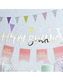 Guirlande Lettres Dorées Ecriture Happy Birthday