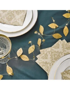 Guirlande Lumineuse Led Feuilles Métal Or -Déco Festive Soldes guirlande lumineuse led feuilles metal or 2