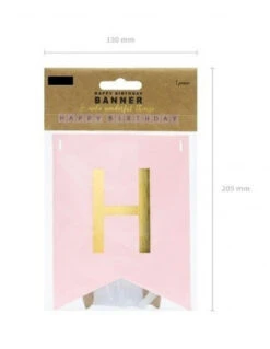 Guirlande Rose Pastel Happy Birthday Doré -Déco Festive Soldes guirlande rose pastel happy birthday dore 3