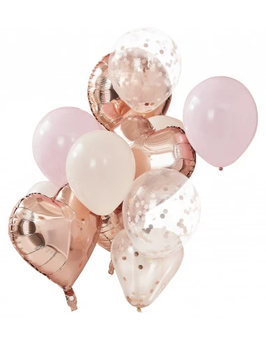 Kit 12 Ballons Confettis, Coeurs Rose Gold, Pêche 2 Kit 12 Ballons Confettis, Coeurs Rose Gold, Pêche – Image 2