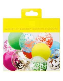 Kit 12 Ballons Multicolores Unis Et Confettis
