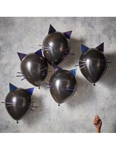 Kit 5 Ballons Chats Noirs à Faire Soi Même 1 Kit 5 Ballons Chats Noirs à Faire Soi Même