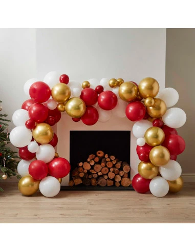 Kit Arche Ballon Noel Rouge Blanc Et Or 2 Kit Arche Ballon Noel Rouge Blanc Et Or – Image 2