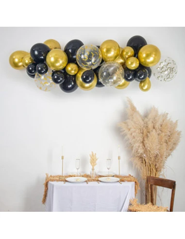 Kit Arche Halloween 34 Ballons Noir Et Or 2 Kit Arche Halloween 34 Ballons Noir Et Or – Image 2