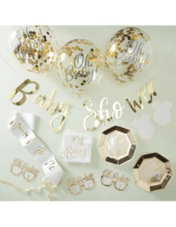 Kit Baby Shower Blanc Et Doré
