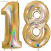 Kit Ballon Chiffre 18 Géant Doré Irisé 101 Cms