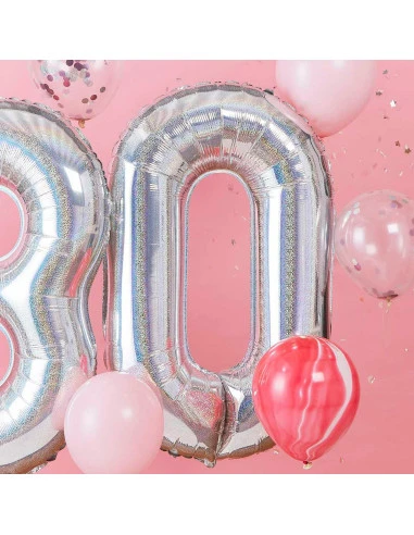 Kit Ballon Chiffre 30 Irisé Avec 6 Ballons Latex 3 Kit Ballon Chiffre 30 Irisé Avec 6 Ballons Latex – Image 3