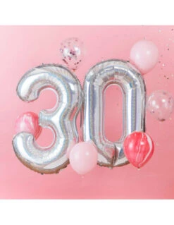 Kit Ballon Chiffre 30 Irisé Avec 6 Ballons Latex