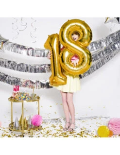 Kit Ballon Géant Chiffre 18 Doré 86 Cms -Déco Festive Soldes kit ballon geant chiffre 18 dore 86 cms 2