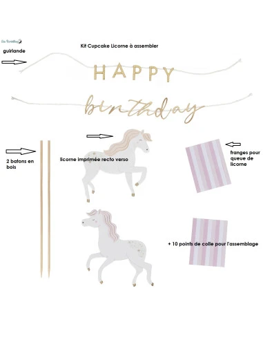 Kit Cake Topper Licorne Happy Birthday 2 Kit Cake Topper Licorne Happy Birthday – Image 2