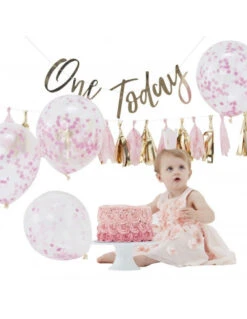 Kit Décoration Premier Anniversaire Rose Et Or -Déco Festive Soldes kit decoration premier anniversaire rose et or 2